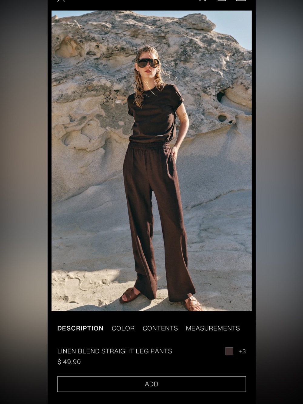 Zara Straight-Leg Linen-Blend Pants in Deep Brown
